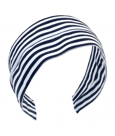Black-White Grosgrain Stripe Extra Wide Headband