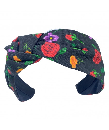 Black on 66 Floral Lana Turban Headband