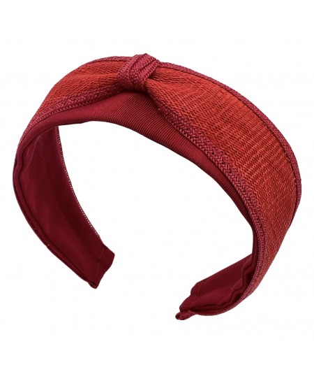 Red Grosgrain Texture Sinamay with Straw Divot Headband