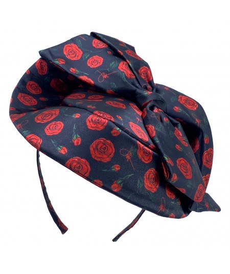 Red Roses Silk Large Bow Fascinator