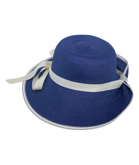 Travel Sun Hat - Navy with Ivory