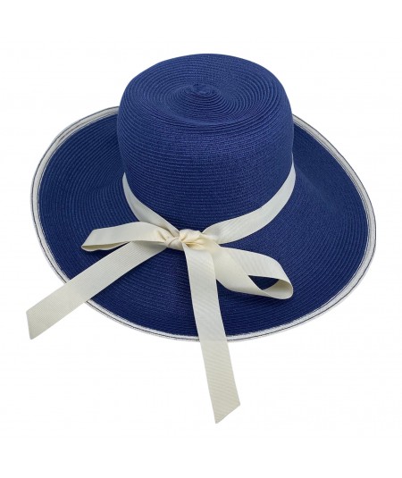 Travel Sun Hat - Navy with Ivory