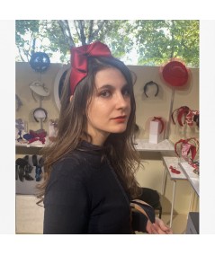 Camila -Rouge Satin Side Flower Headband
