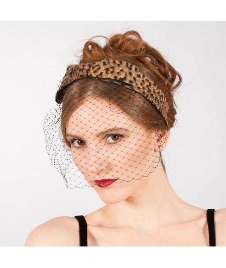 Leopard Bow and Face Veil  - 2