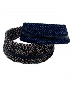Rockabilly - Soft Cell Wool Wide Headband with Black Leather Trim
