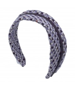 Go Gos Wool Wide Headband with  Violet Leather Trim
