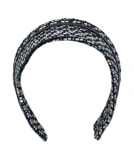 New Wave Wool Wide Headband with Black Leather Trim
