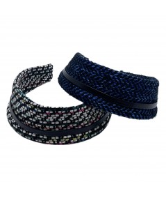 New Wave- Soft Cell  Wool Wide Headband with Black Leather Trim
