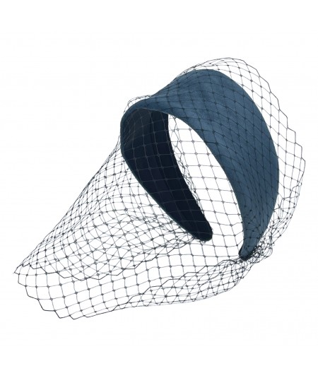 Paris Blue Ultra Suede Changeable Black Veiling Headband