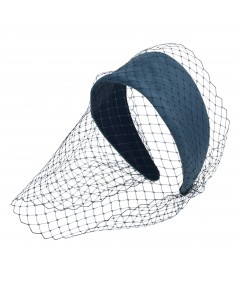 Paris Blue Ultra Suede Changeable Black Veiling Headband