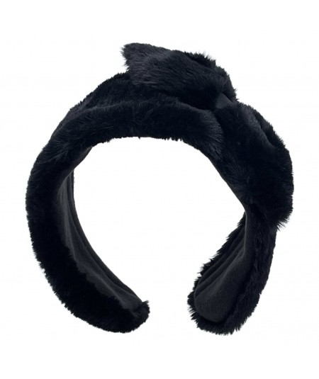 Black Faux Fur Earmuff with Side Bow
