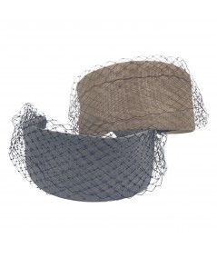 Pecan with Brown - Steel Grey with Black Grosgrain Texture Changeable Veiling Headband