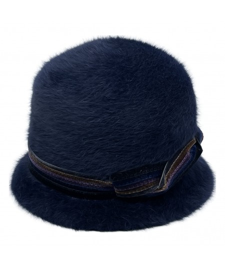 Angora Hat with Velvet Trim  - 1