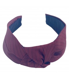 Red Herringbone Silk Print Center Turban Headband
