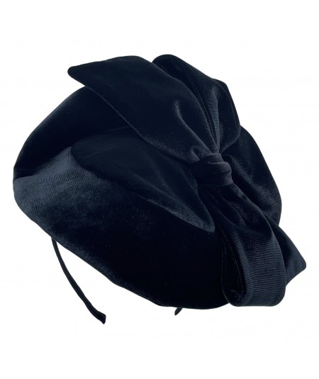 Black Veronique Velvet Bow Fascinator Hat