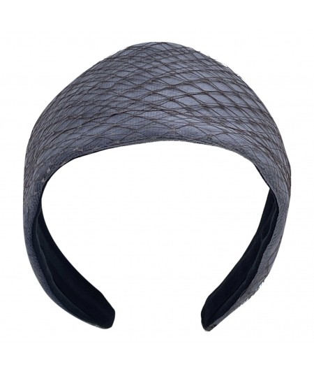Grey with Brown Ultra Suede Changeable Veiling Headband