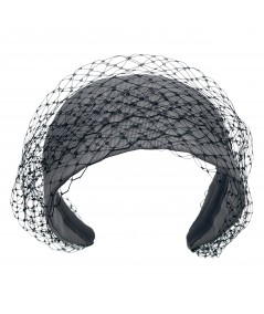Steel Grey with Black Grosgrain Texture Changeable Veiling Headband