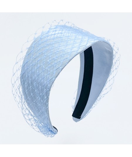 Light Blue with Light Blue  Grosgrain Texture Changeable Veiling Headband