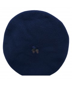 Navy Wool Beret with Fruits