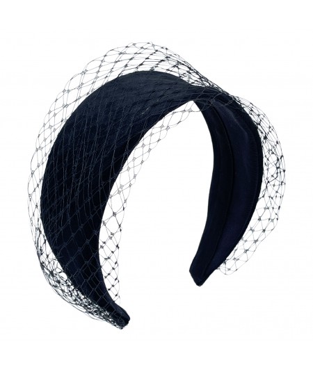 Black Ultra Suede Changeable Black Veiling Headband
