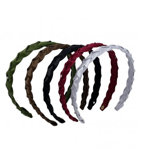 Olive - Brown - Black - Wine - Silver Satin Braided Headband