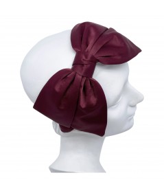 Burgundy Satin Large Bow Headband