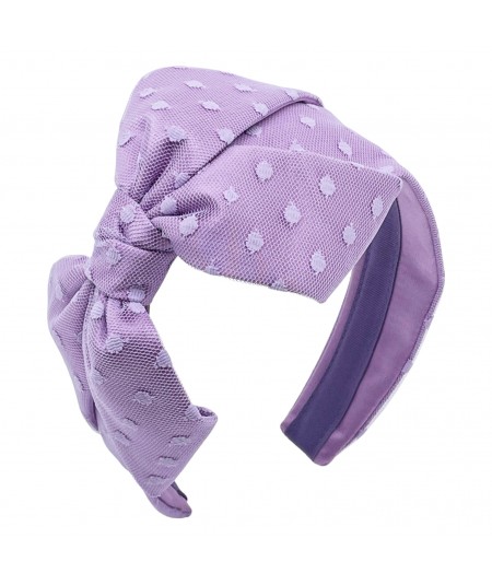 Crocus with Lavender Dotted Tulle Carolina Bow Headband