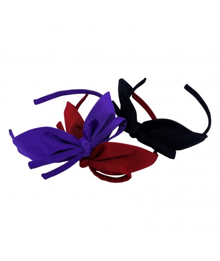 Violet - Red Cardinal - Black Grosgrain Marie Bow Headband