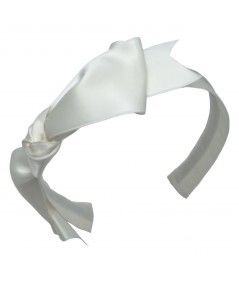 Ivory Satin Ribbon Side Bow Detail Headband