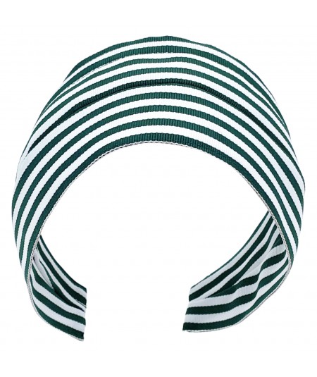 Hunter-White Grosgrain Stripe Extra Wide Headband