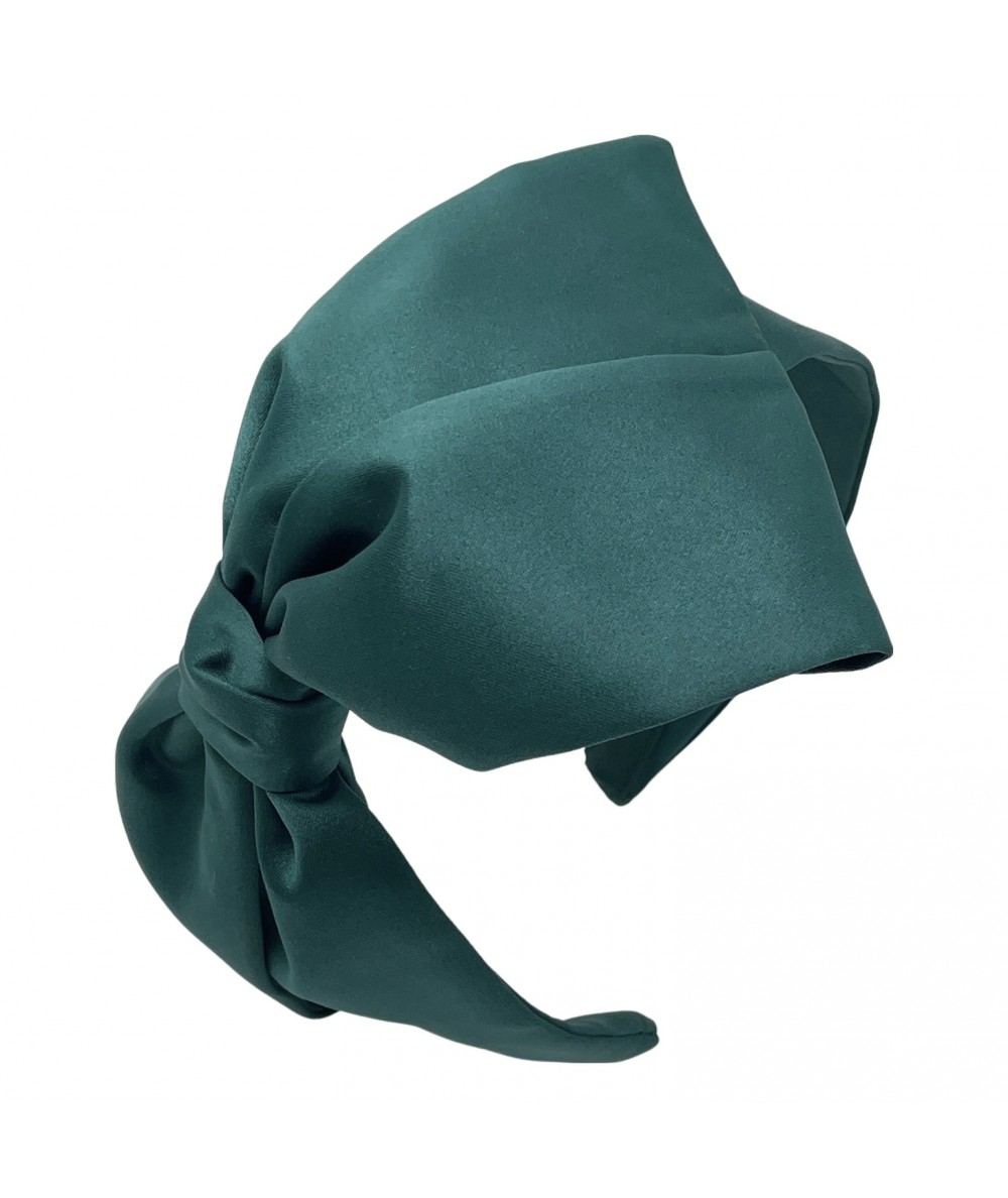 Emerald Satin Large Bow Headband