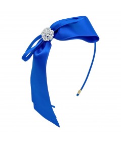 Electric Blue Satin Bow Sparkle Headband