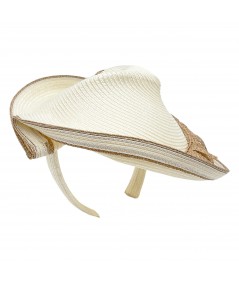 Two Toned Straw Trilby with Feather Fascinator