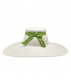 Front - Panama Hat with Lime Band and Bow