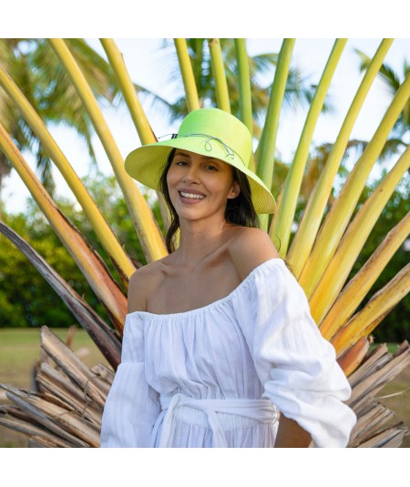 Carolyn Carter wearing Lime Summer Large Brim Hat by Jennifer Ouellette