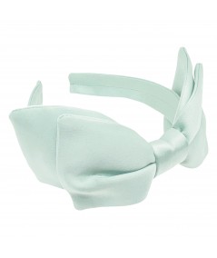 Sea Mist Satin Double Bow Headband