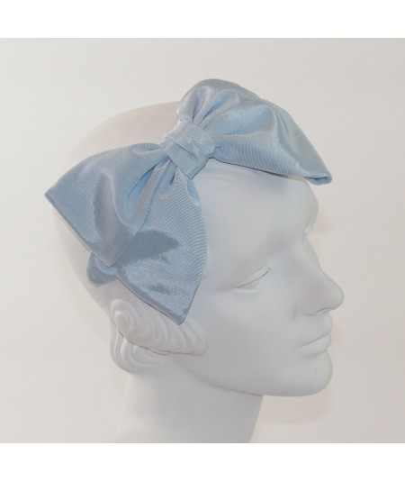 Pale Blue Bengaline Large Bow Headband 