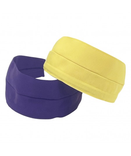 Purple - Yellow Grosgrain Extra Wide Headband