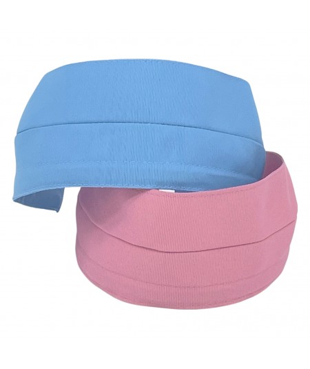 Baby Blue - Pink Grosgrain Extra Wide Headband