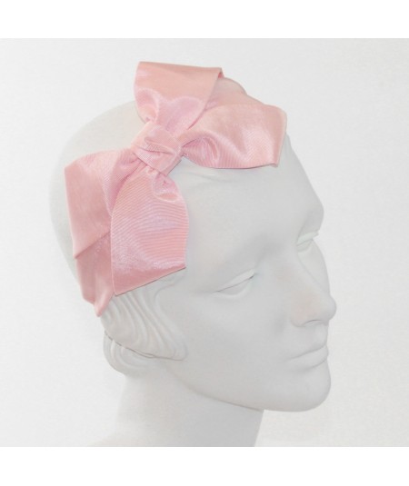 Pale Pink Bengaline Side Bow Headband Black