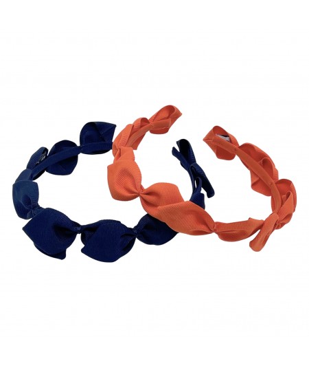 Navy - Orange Bows Headband