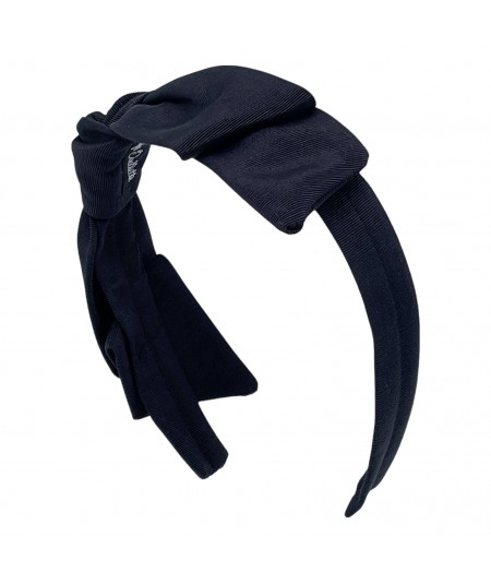Black Faille Side Bow Headband