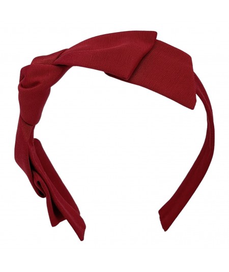 Red Faille Side Bow Headband
