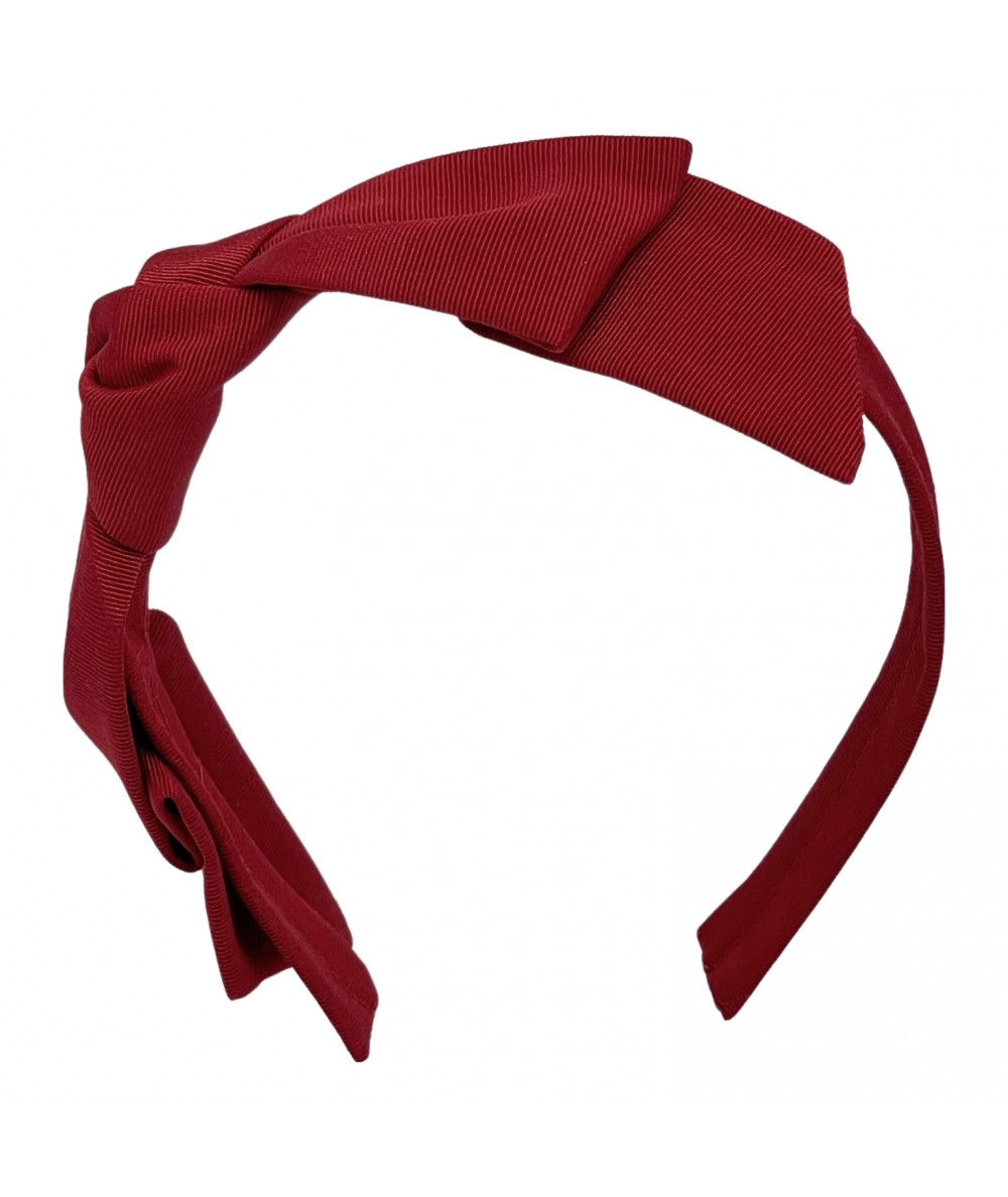 Red Faille Side Bow Headband
