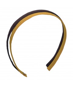 Brown - Gold Grosgrain Basic Skinny Headband