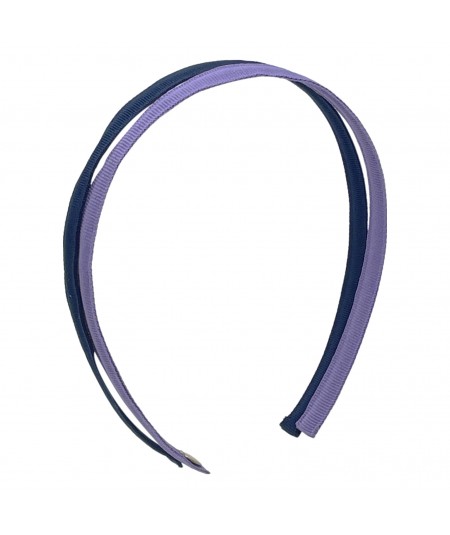 Navy - Lavender Grosgrain Basic Skinny Headband