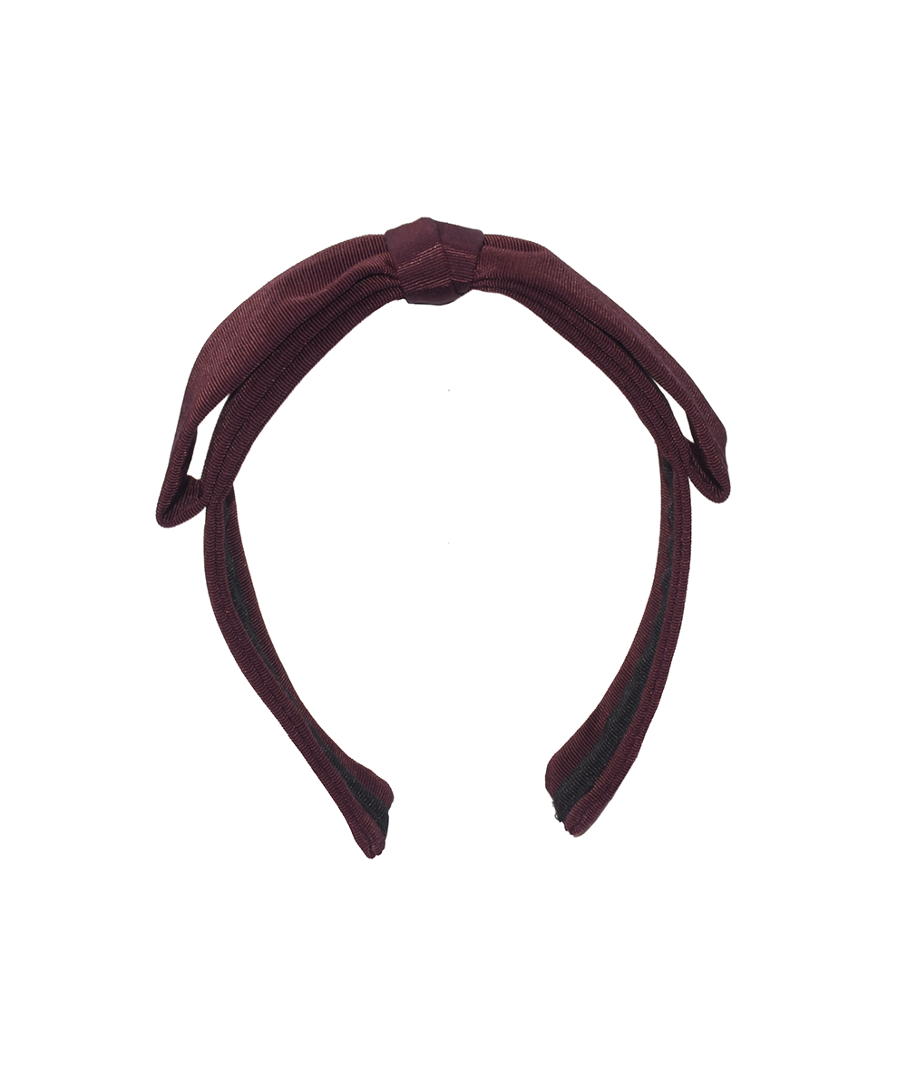 Burgundy Grosgrain Texture Center Bow Headband