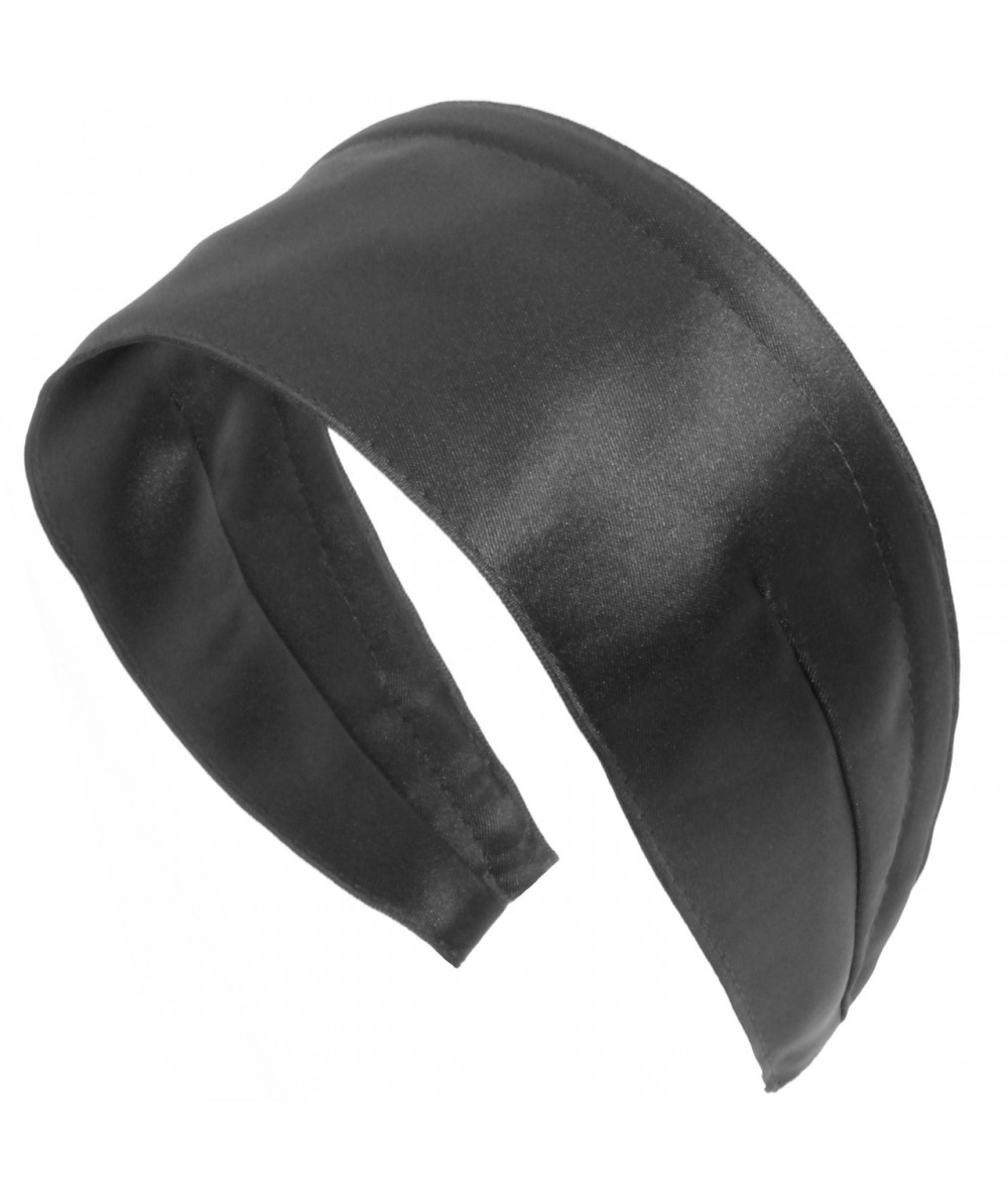 Basic Extra Wide Satin Headband - Gunmetal (almost black)