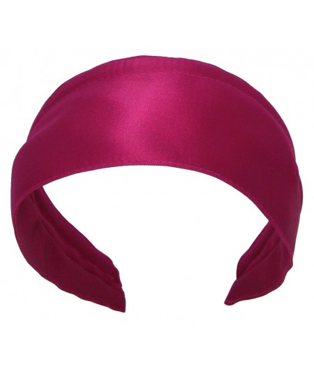 Basic Extra Wide Satin Headband - Fuchsia