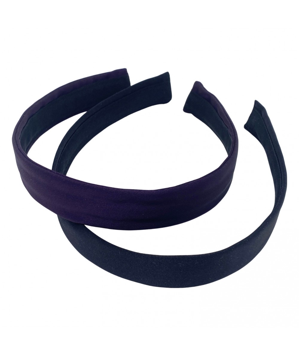 Plum - Black Satin Medium Basic Headband